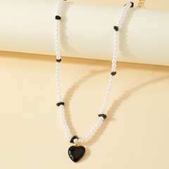 Fashion Heart Shape Beaded Pearl Pendant Necklace