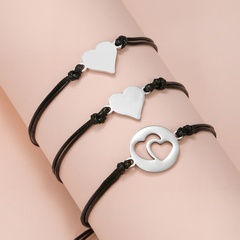 Ethnic Style Geometric Heart Shape Stainless Steel Synthetic Fibre Bracelets Braid Stainless Steel Bracelets