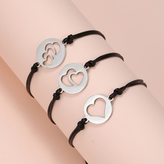 Simple Style Geometric Heart Shape Synthetic Fibre Titanium Steel Plating Woven Belt Bracelets