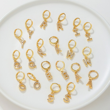 Fashion Letter Copper Earrings Inlay Zircon Copper Earrings's discount tags