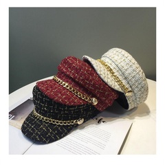Women'S Fashion Lattice Chain Curved Eaves Beret Hat