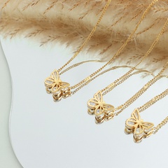 Retro Butterfly Titanium Steel Necklace Plating Zircon Stainless Steel Necklaces