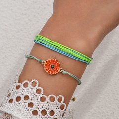 Ethnic Style Flower Alloy rope Tassel Bracelets 1 Set