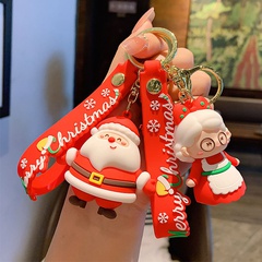 Cute Santa Claus Letter PVC Alloy Patchwork Bag Pendant Keychain