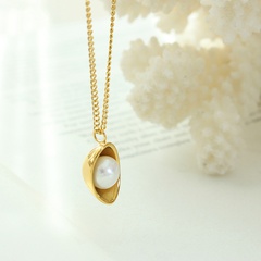 Mode Geometrisch Titan Stahl Vergoldet Perle Ohrringe Halskette