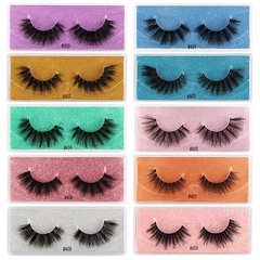 Color Mixed Exaggerated Thick 3D Artificial Mink Hair False Eyelashes 10 Pairs