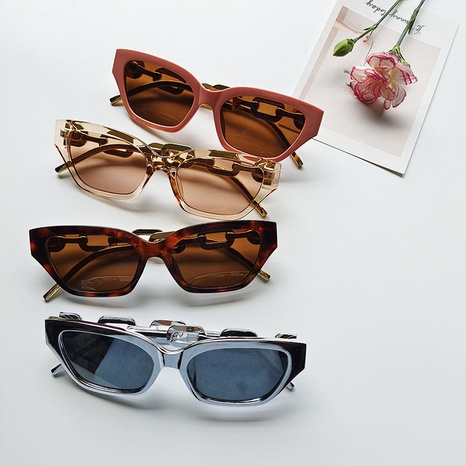 Unisex Mode Einfarbig Harz Katze Brille Kette Sonnenbrille's discount tags