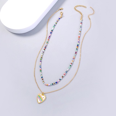 Multicolor Zircon Pendant Multi-Layer Layered Necklace—7