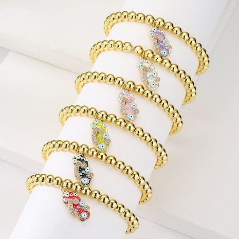 Mode Hausschuhe Kupfer Armbänder Emaille Vergoldet Zirkon Kupfer Armbänder's discount tags