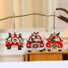 Weihnachten Weihnachtsmann Auto Holz Gruppe Hängende Ornamente