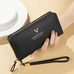 Fashion Letter Solid Color Printing Square Zipper Clutch Bag Long Wallet