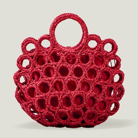 Fashion Solid Color Weave Hollow Shell Circle Bag's discount tags