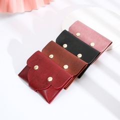Basic Solid Color Metal Button Square Buckle Card Holder