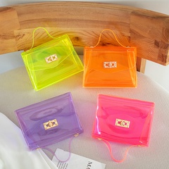Fashion Solid Color Transparent Square Buckle Jelly Bag