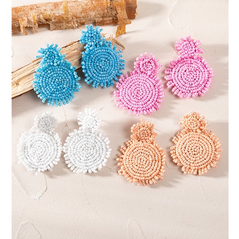 Bohemian Solid Color Beaded Drop Earrings's discount tags