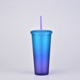 2022 neue Regenbogen farbe ins Wind Doppels chicht Kunststoff Stroh Tasse grenz berschreitende gefrostete Hand Tasse Outdoor Sport Wasser Tassepicture18
