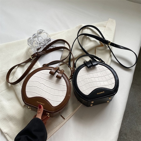 Fashion Solid Color Round Zipper Circle Bag's discount tags