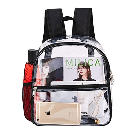 Fashion Solid Color Transparent Square Zipper Fashion Backpack's discount tags