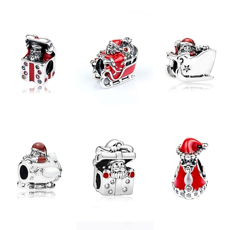 European and American Christmas Alloy Type Bead Accessories DIY Santa Claus Surprise Dripping Oil Large-Hole Bead Bracelet Accessories's discount tags