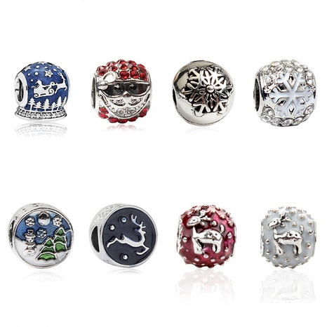 Christmas Series Alloy Beads Bracelet Accessories Personalized DIY Christmas Snowflake Christmas Deer Car Spot Drill Large Hole Beads's discount tags
