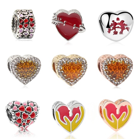European and American Ladies DIY One Piece through the Heart Honeycomb Cartoon Character Alloy Love Character Beaded Bracelet Jewelry Accessories's discount tags