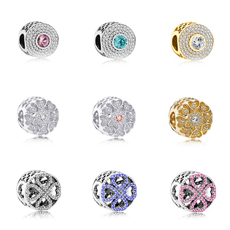 Cuentas de aleación con gran agujero incrustadas de diamantes combinables personalizadas DIY Full Diamond Hollow Multi-Color Beaded Bracelet accesorios en Stock y listo para enviar's discount tags
