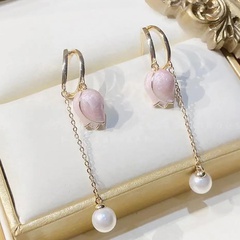 Simple Style Flower Alloy Inlaid Pearls Dangling Earrings 1 Pair