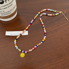 Cute Smiley Face Alloy Beaded Pendant Necklace