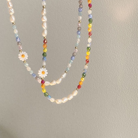 Einfacher Stil Gänseblümchen Perlen Patchwork Armbänder Halskette's discount tags