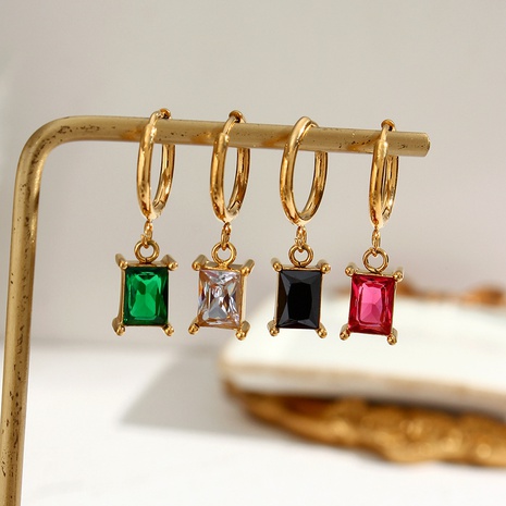 Fashion Square Stainless Steel Earrings Plating Zircon Stainless Steel Earrings's discount tags