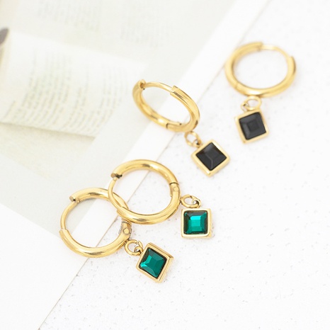 Simple Style Square Stainless Steel Earrings Plating Zircon Stainless Steel Earrings's discount tags