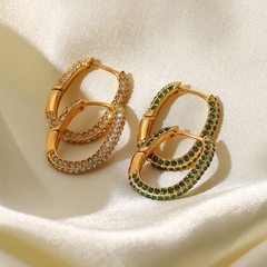 Fashion Geometric Stainless Steel Earrings Gold Plated Inlay Zircon Stainless Steel Earrings
