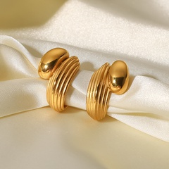 Fashion Geometric Stainless Steel Ear Studs Layered Gold Plated Stainless Steel Earrings