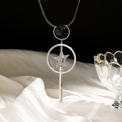 Fashion Pentagram Round Alloy Pendant Necklace Artificial Crystal Copper Necklaces
