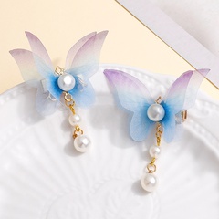 Ethnischer Stil Schmetterling Tuch Künstliche Perle Haarklammer