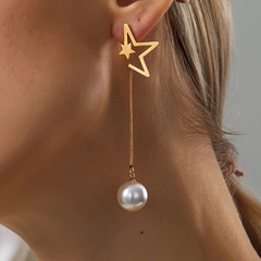 Simple Style Star Stainless Steel Drop Earrings Plating Inlay Artificial Pearl Stainless Steel Earrings