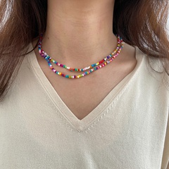 Sweet Multicolor Polymer clay Beaded Layered Necklace 1 Piece