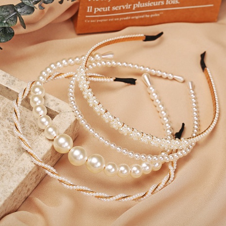 Dulce Geométrico Aleación Embutido Perlas Artificiales Banda Para El Cabello's discount tags