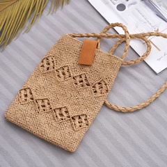 Women'S Small Straw Solid Color Vacation Square Magnetic Buckle Crossbody Bag Straw Bag