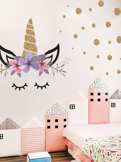 Lindo unicornio decoración del hogar dormitorio pegatinas de pared