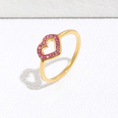 Cute Heart Shape Alloy Inlay Rhinestone Rings 1 Piece