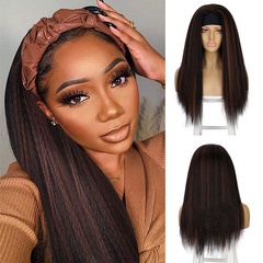 Women'S Fashion Brown Party Chemical Fiber Centre Parting Long Straight Hair Wigs