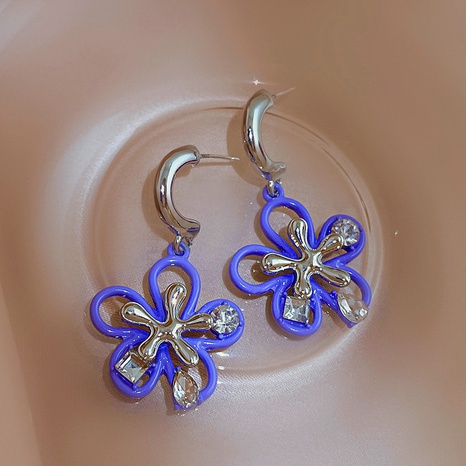 Fashion Flower Alloy Inlay Artificial Rhinestones Earrings's discount tags