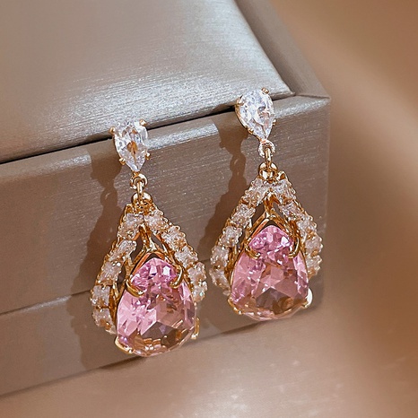 Fashion Water Droplets Copper Earrings Inlay Zircon Copper Earrings's discount tags