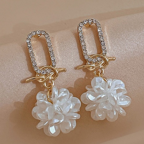 Pendientes de aleación de flores de moda con incrustaciones de acrílico artificial diamantes de imitación pendientes de perlas's discount tags