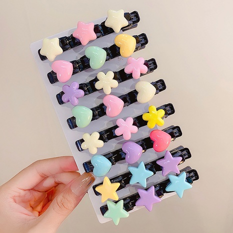 Sweet Simple Style Star Heart Shape Resin Hair Clip 2 Pieces's discount tags