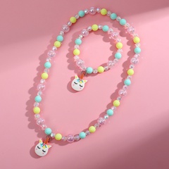 Cartoon Style Unicorn Plastic Resin Beaded Pendant Necklace Bracelets