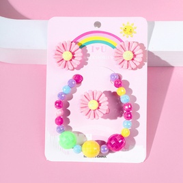 Cartoon Style Flower Plastic Beaded Rings Bracelets Earringspicture6