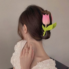 Simple Style Flower Metal Spray Paint Hair Clip