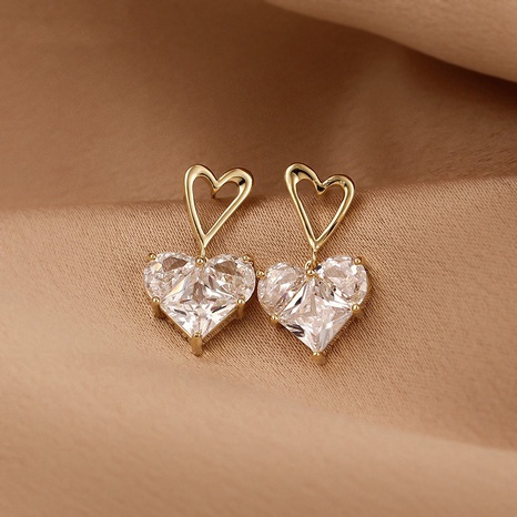 Sweet Heart Shape Copper Zircon Drop Earrings 1 Pair's discount tags